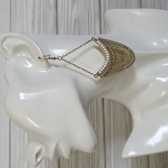 Gold Statement Multi Chain Chandelier Earrings - Picture 7 of 10